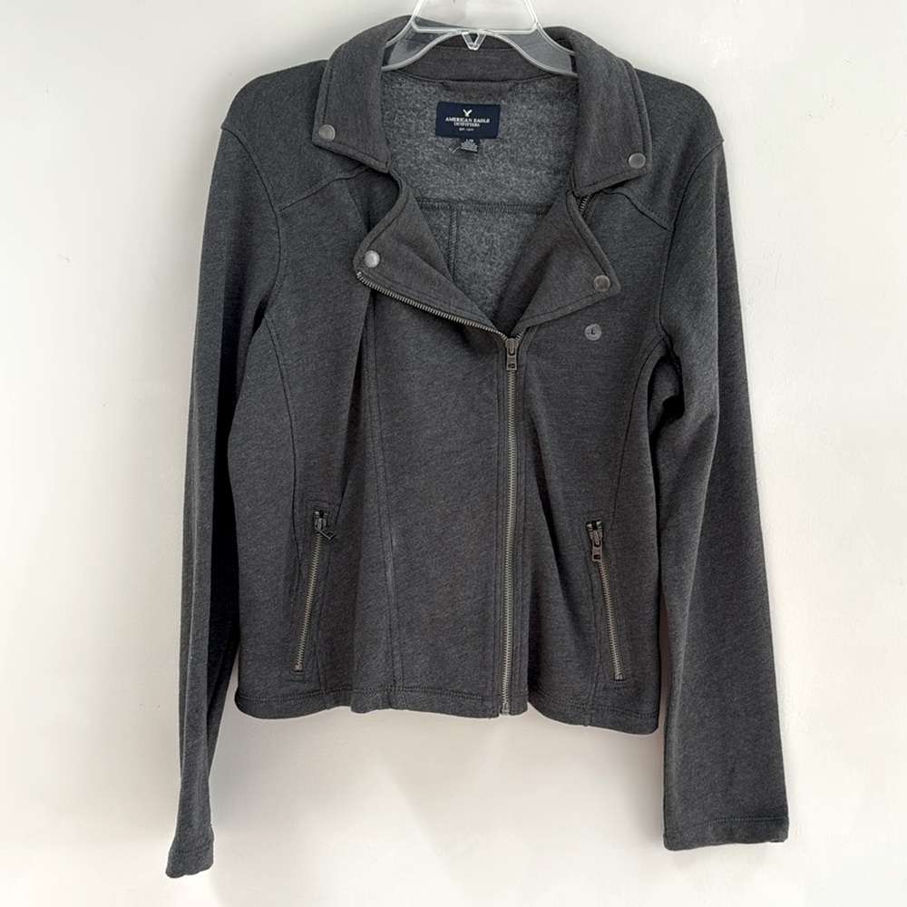 NW/outT American Eagle Outfitters Women's Dark Gray Bomber Moto Jacket - Size L